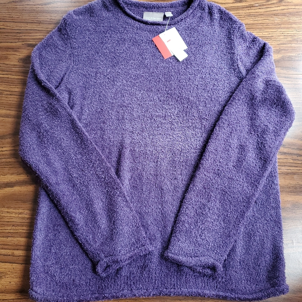 NWT- Croft & Barrow Career Sportwear Purple Textured Bouclé Sweater